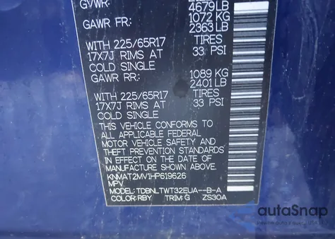 2017 Nissan Rogue Sv из США, поврежденный, VIN KNMAT2MV1HP619626